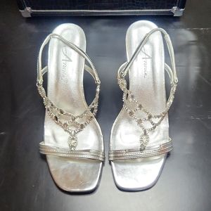 Silver crystal sandals - sz 7